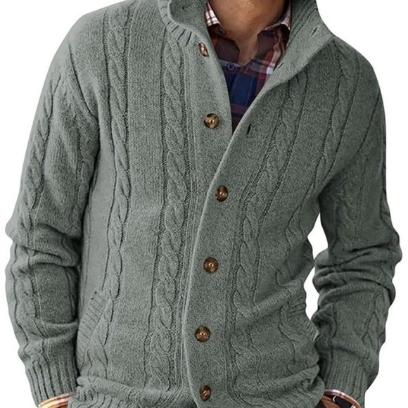 men's Cardigan Sweater Button Down - Grey - Picture 2 of 7